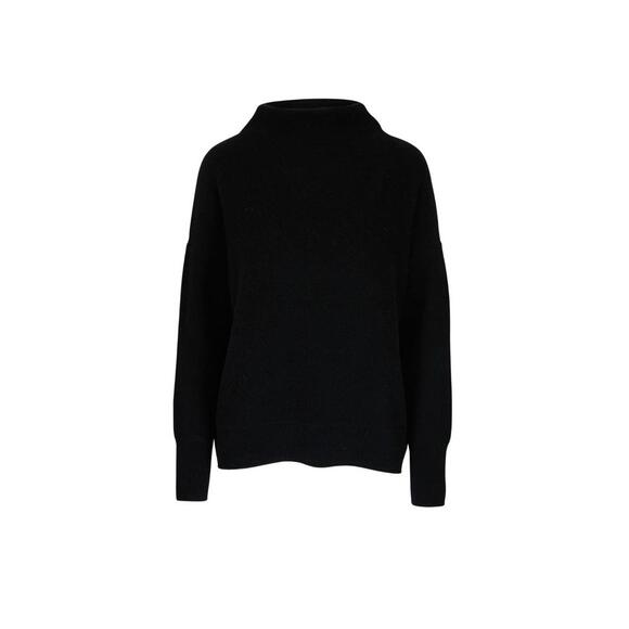 NEW Vince Boiled Cashmere Funnel Neck Sweater Black Size XS #S8233